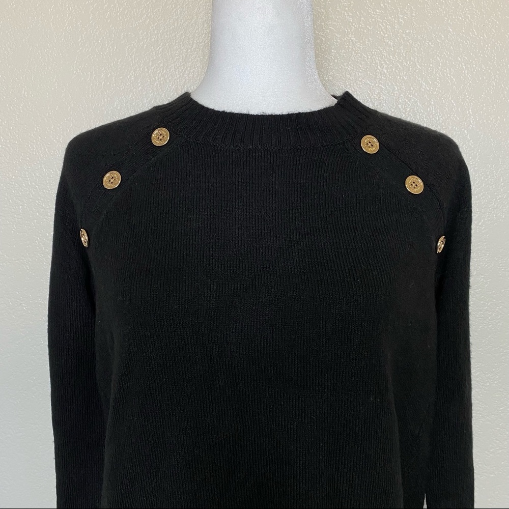 Calvin Klein Button-Detail Crewneck Sweater in Black Size XS NWT - Picture 4 of 12